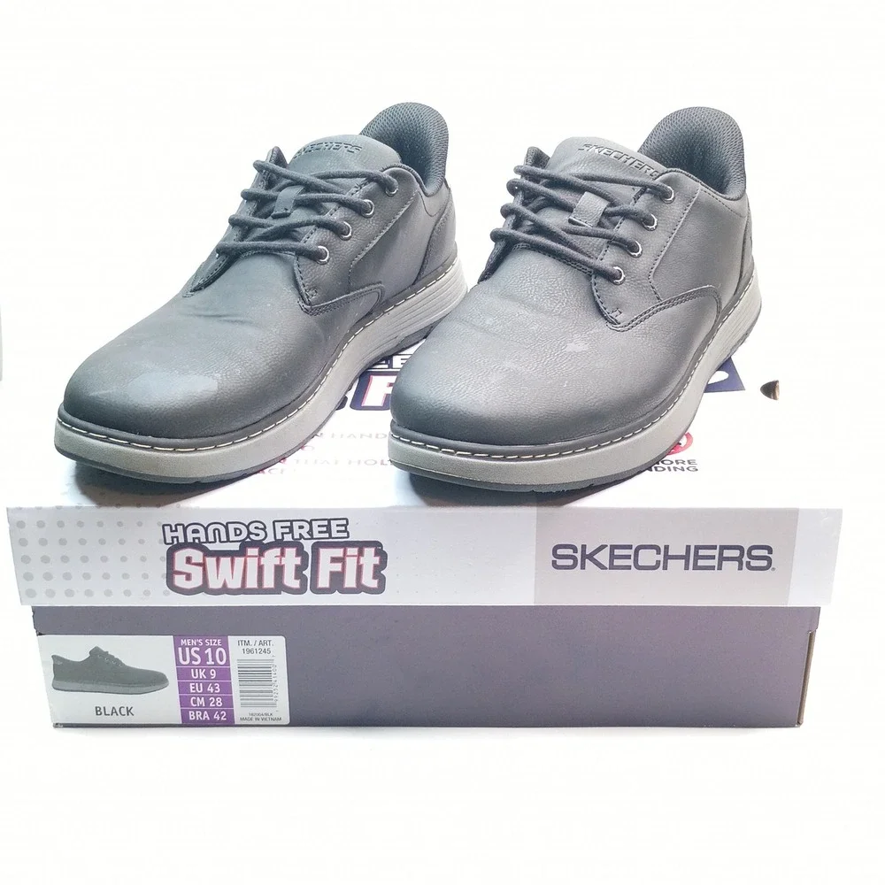 Skechers Swift Fit Oxford Men Size 10 Black Hands Free Slip-ins 1961245
